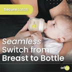 Side profile of Avima standard neck regular flow anti colic silicone nipple showcasing the Duo Flo valve