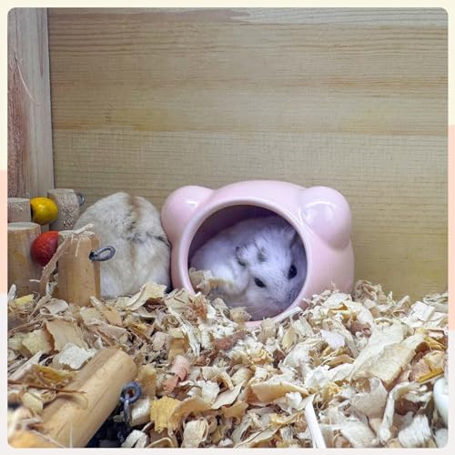 Ceramic Hamster House, Cute Animal Shaped Hamster Cave, Summer Cool Small Animal Hideout Habitat Decor for Dwarf Hamsters (Pink) - Image 6