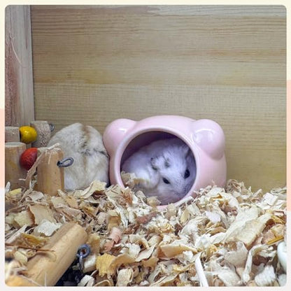 Ceramic Hamster House, Cute Animal Shaped Hamster Cave, Summer Cool Small Animal Hideout Habitat Decor for Dwarf Hamsters (Pink) - Image 6