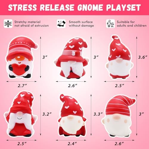 Resilient festive gnome squishie being squeezed tightly to demonstrate its flexible texture.