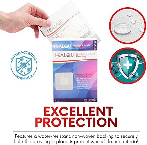 Healqu medical bandages skin friendly adhesive border being gently peeled from a surface.