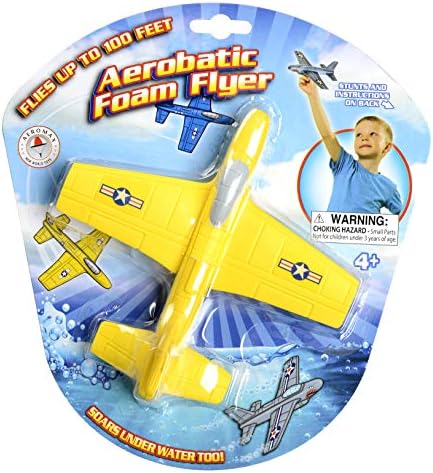 Blue EVA foam toy airplane gliding underwater inside a swimming pool