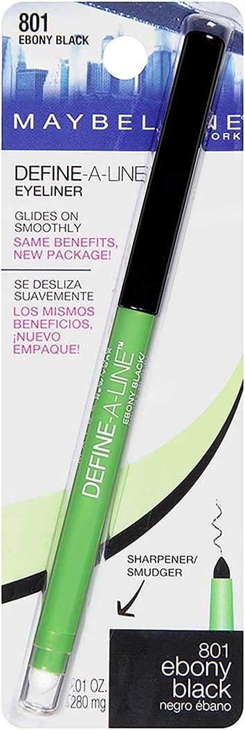 Maybelline 801 Ebony Black matte eyeliner pencil application tip