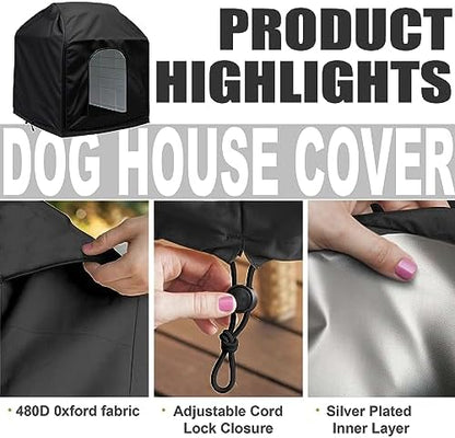 Reflective silver interior lining of the dog house cover displaying heat regulation feature