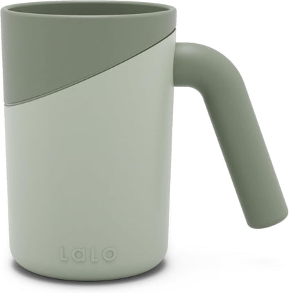 Lalo Bath Rinse Cup in Sage front view tear free baby bath pitcher