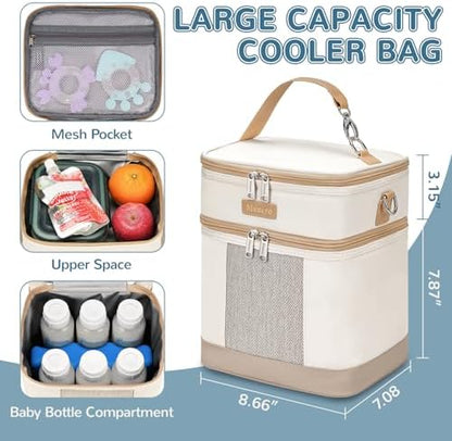 Top compartment of Mancro breast pump cooler travel bag