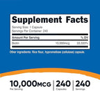 High potency biotin supplement 240 count for daily beauty wellness routine