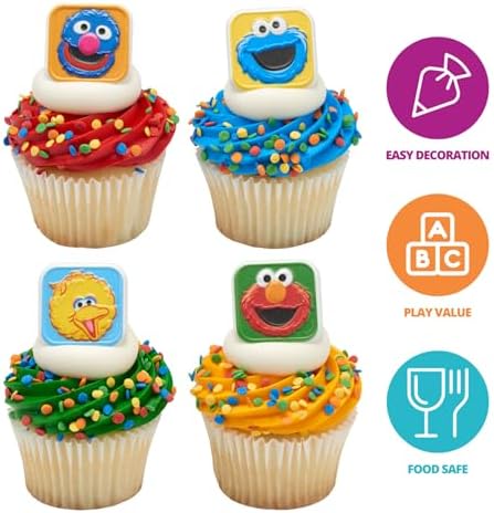 Elmo and Cookie Monster cupcake ring decorations