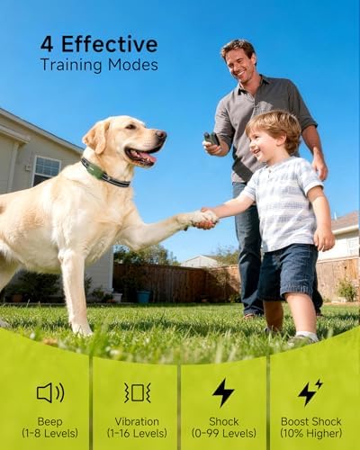 Waterproof electronic dog training collar showing IPX8 submersible performance during outdoor activities