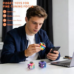 RE:BLEU multi-pack sensory desktop accessory set emphasizing the audible click button and switch layout.
