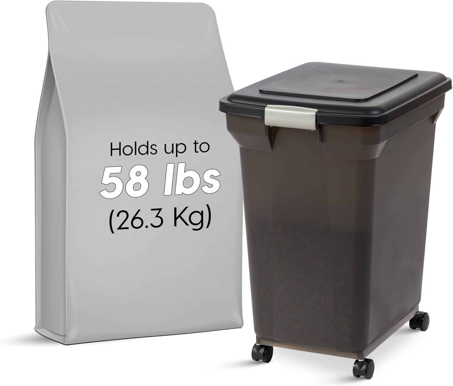 Translucent body of Iris Usa food storage bin for level tracking