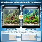 RAINFLOW filtration media placed inside an aquarium filter box beneath the mechanical cotton layer.