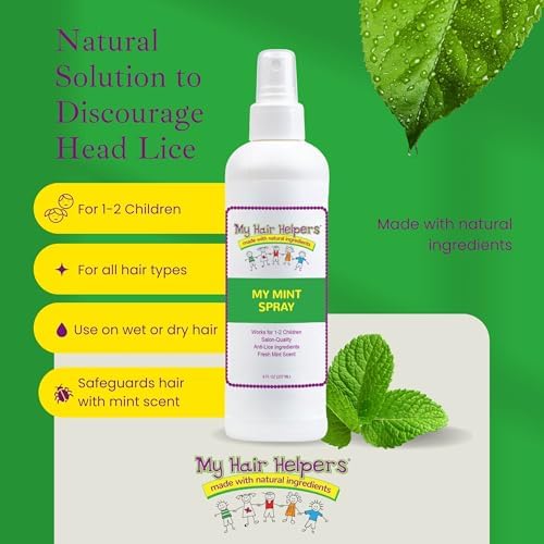 Non-toxic lice prevention spray with essential oils for daily school hair protection.