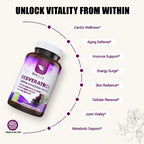 Biodora Resveratrol 1600 milligrams veggie capsules close up view