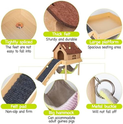 Durable pet safe natural wood hideout for guinea pigs and ferrets