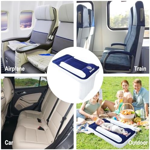 Blublu Park inflatable air mattress for kids being inflated with the included manual air pump.