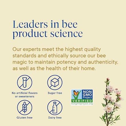 Manuka Health Royal Jelly 1000mg supplement standing upright with immune support benefits visible on label.