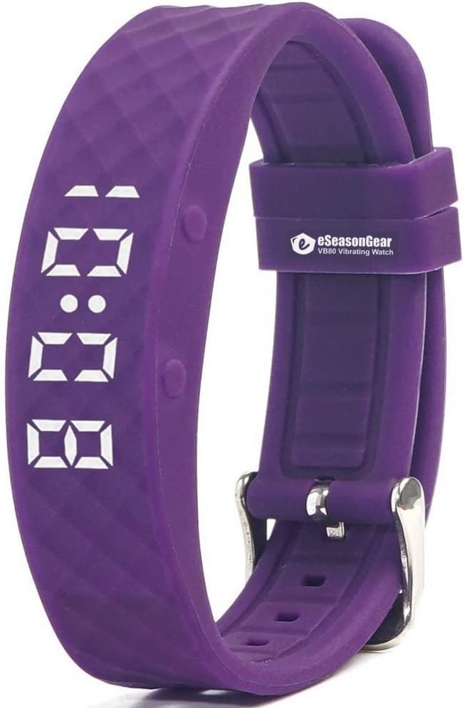 Authentic imported eSeasonGear VB80 smart reminder wristband unboxed showing its compact design and included user manual guide.