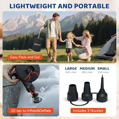 Folded toddler air bed mattress packed inside its compact grey carry bag