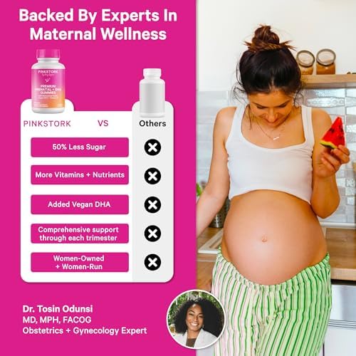 Assorted fruit flavored vegan prenatal gummies poured out