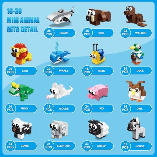 HOGOKIDS non toxic ABS plastic animal building toy blocks pieces in vivid colors