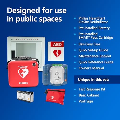 Philips M5066A Defibrillator with red carrying case and paramedic scissors.