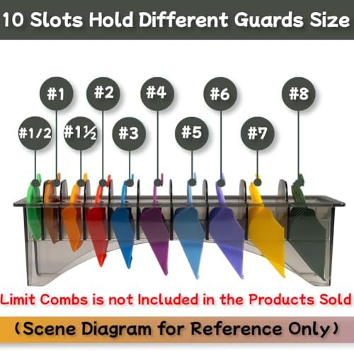 HuGuWdy clipper holder with color coded guide combs arranged inside the slots.
