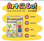 Bright Stripes Safari collage kit opened showing fifty page pad and chunky crayons