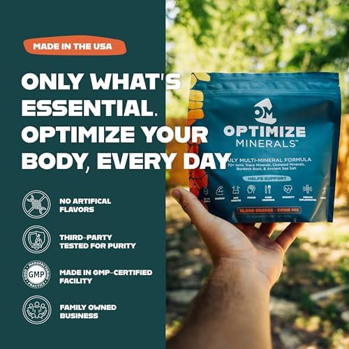 Optimize Minerals daily formula powder packaging and branding view