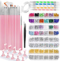 Fandamei 35 piece professional nail art brush and tool set front view