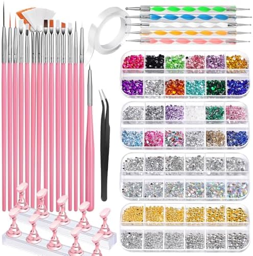 Fandamei 35 piece professional nail art brush and tool set front view