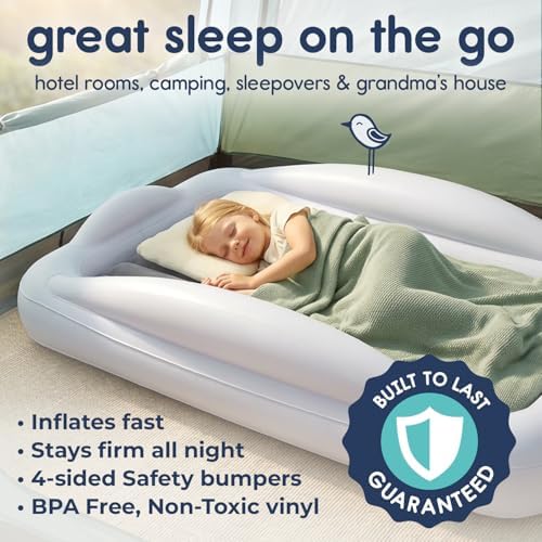 Hiccapop kids air mattress with four sided safety bumpers