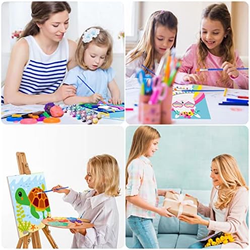 Complete beginner friendly arts and crafts set with three different brush sizes.