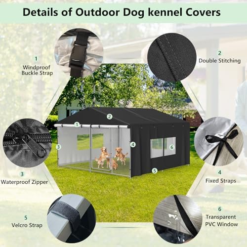 COSHNIBI black UV resistant kennel canopy showing silver interior lining