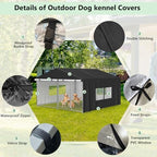 COSHNIBI black UV resistant kennel canopy showing silver interior lining