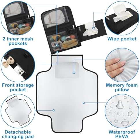 Accmor travel changing mat showing interior storage pockets