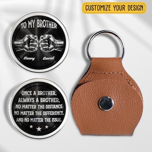 Wrappiness personalized brother keepsake token inside leather holder