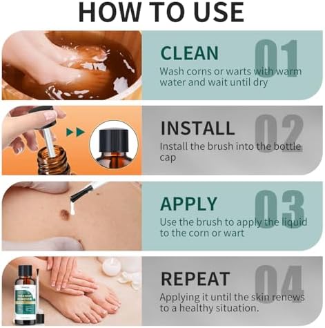 ELEFOCUS Wart Remover Liquid packaging showing instructions and active ingredients.