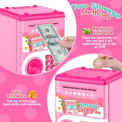 LJZJ durable ABS plastic pink toy safe open door view revealing internal storage capacity