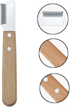 Pssopp professional dog grooming rake with premium wooden handle.