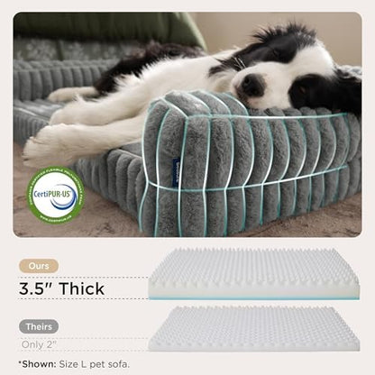 Bedsure ComfyFleece(TM) Orthopedic Dog Beds Large Sized Dog, Waterproof Memory Foam Pet Couch Sofa with Sides, Non-Slip Bottom and Egg-Crate Foam Large Pet Bed with Washable Corduroy Cover, Grey - Image 4