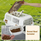 Triplehare hard plastic pet kennel being prepared for veterinary visits
