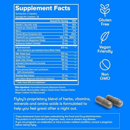 Flyby 120 count hangover prevention and liver detox pills packaging detail.