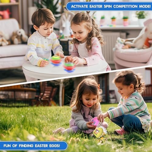 Ancesfun 6 piece Easter egg spinning tops in packaging