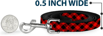 Full 6 foot length diagonal buffalo plaid leash for dogs