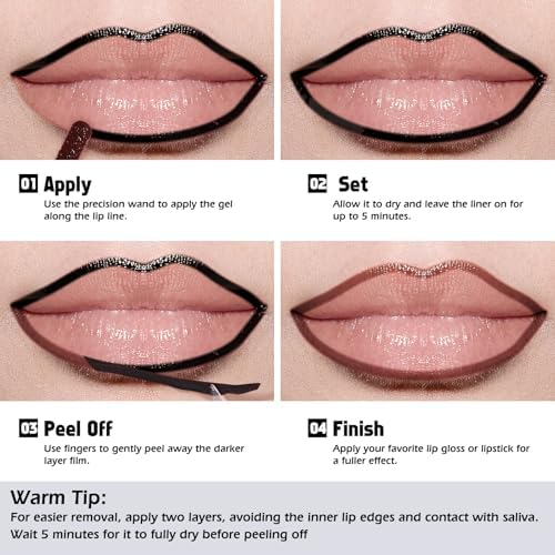 KIMUSE Peel Off Lip Liner Stain, Long Lasting Lip Tint Stain Peel Off, Waterproof, Transfer-Proof, Highly Pigmented Color Peel Off Lip Stain Liner, Matte Finish - Image 3