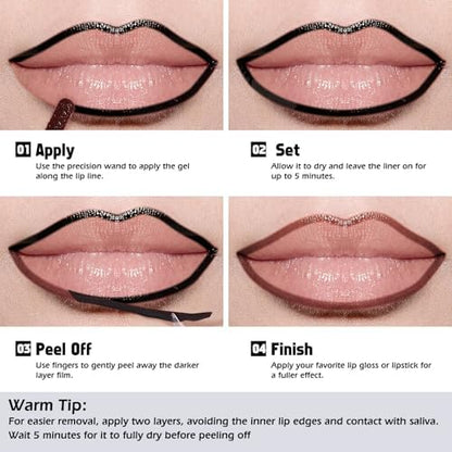 KIMUSE Peel Off Lip Liner Stain, Long Lasting Lip Tint Stain Peel Off, Waterproof, Transfer-Proof, Highly Pigmented Color Peel Off Lip Stain Liner, Matte Finish - Image 3
