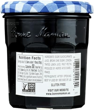 Bonne Maman fruit preserves glass jar with gingham lid