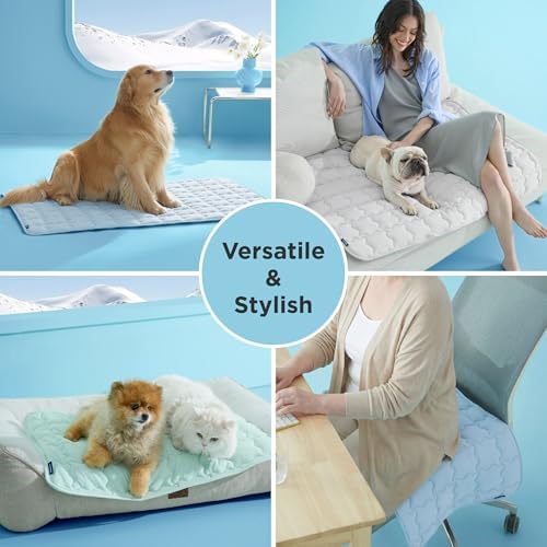 Bedsure cooling mat placed inside an extra large wire dog crate
