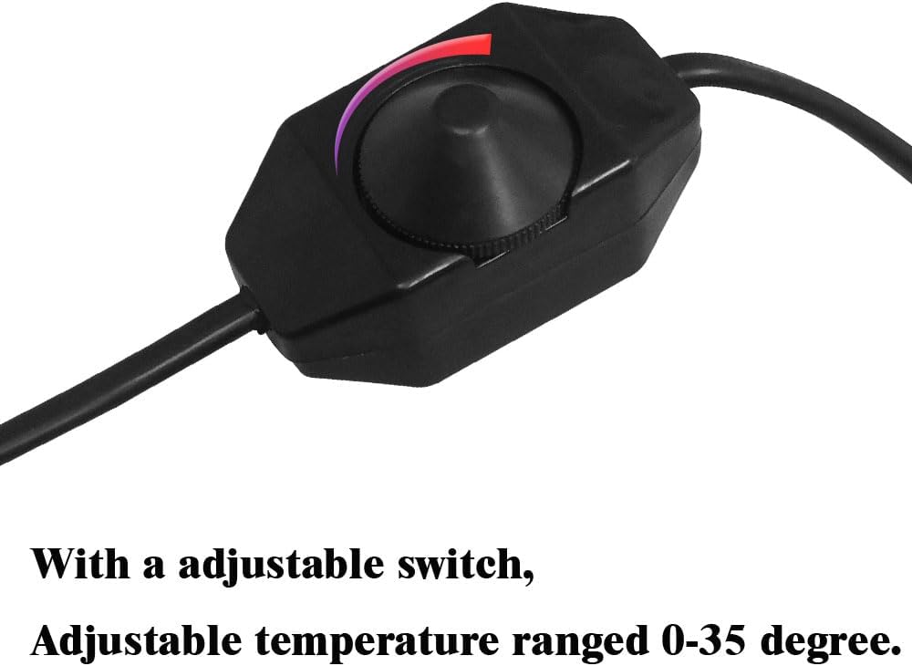 Adjustable temperature reptile heat pad close-up on switch